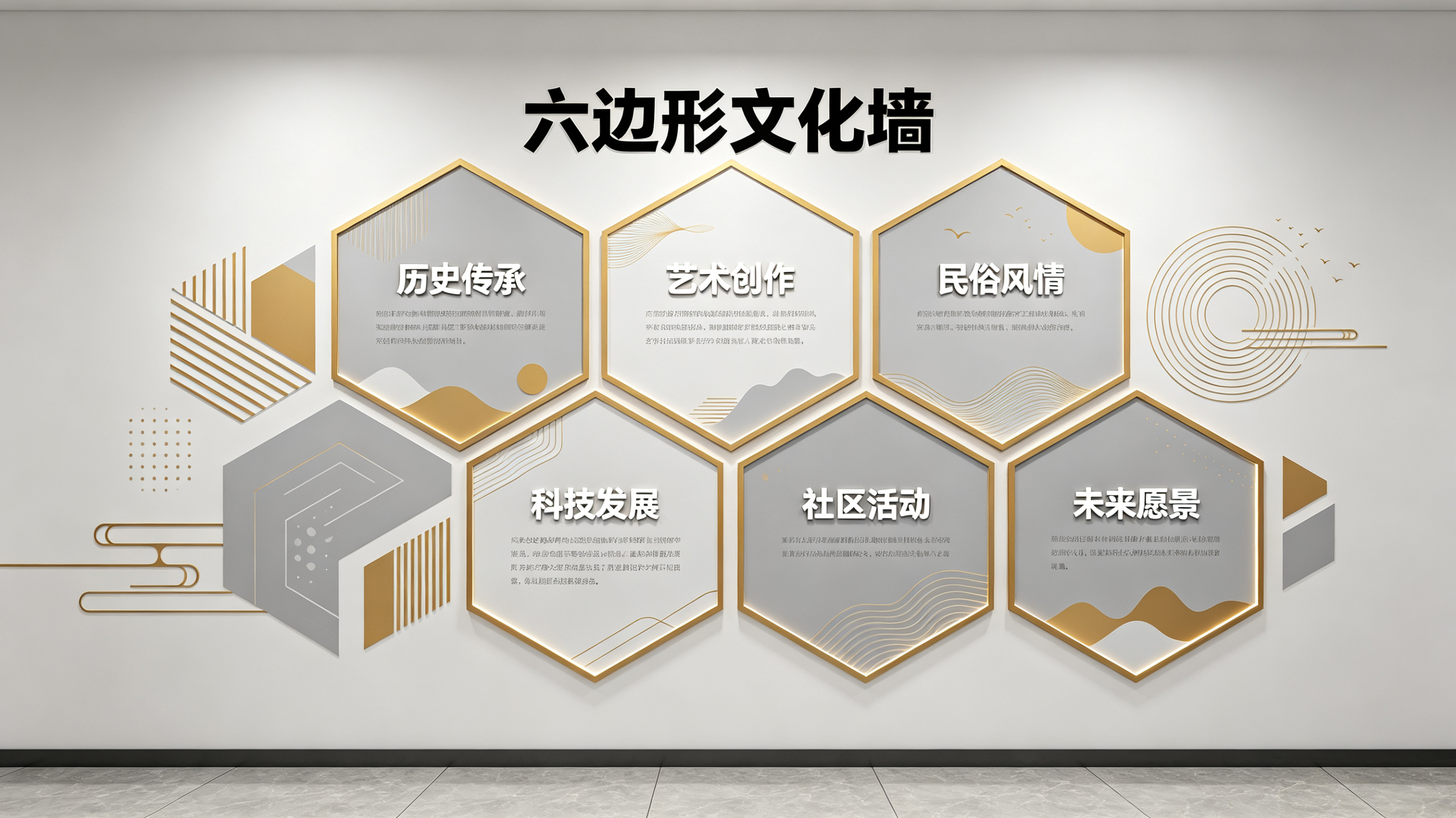 柞水企业文化墙 | 六边形信息美学